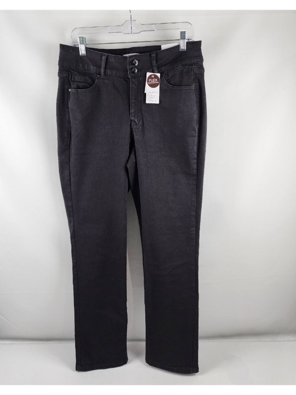 LANE BRYANT Jeans Women 14 Black Tighter Tummy High Rise Straight Leg Denim NWT